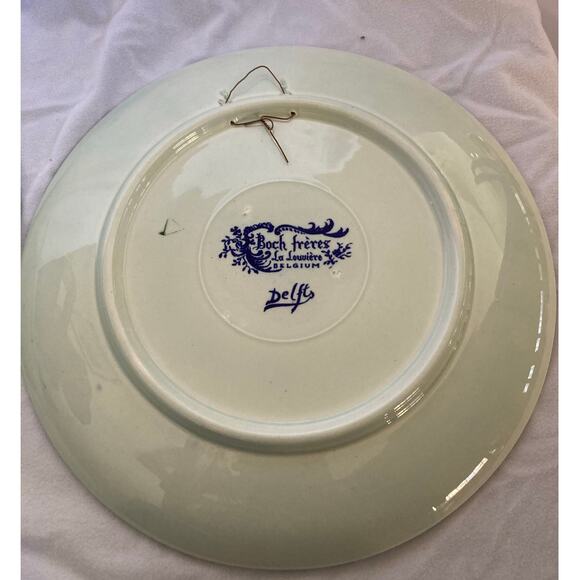 Bock Frères La Louvière Belgium Delft Blue Set of 2 – 12” Wall Plates Portraits - Picture 5 of 7